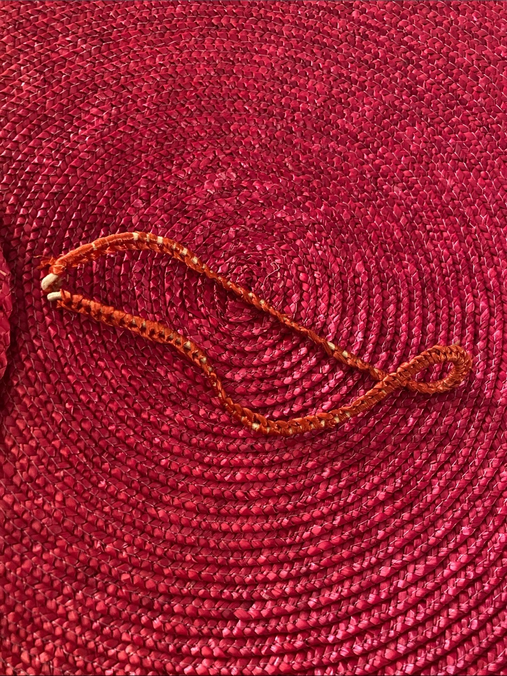 Vintage 80’s Round Boho Red Raffia Handbag - Picture 11 of 11